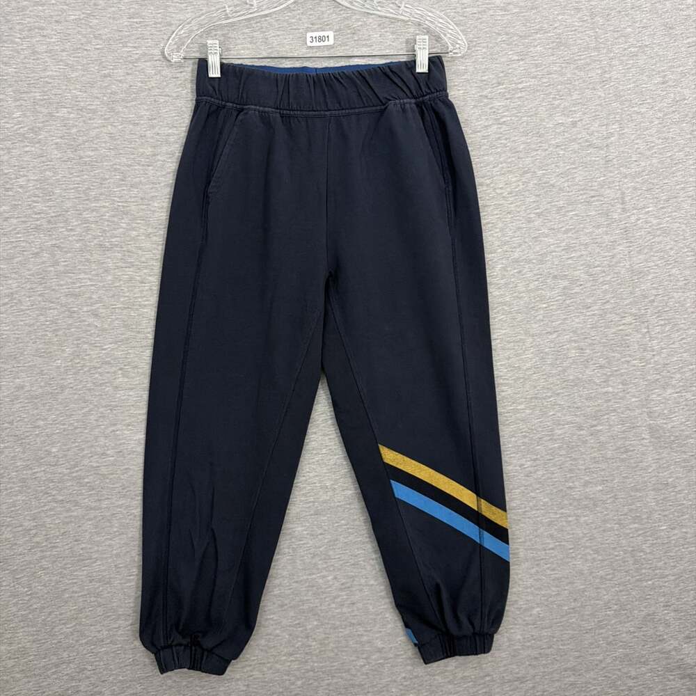LNDR Womens XS Navy Blue Stripe Track Jogger Pants Elastic Waist Portugal
